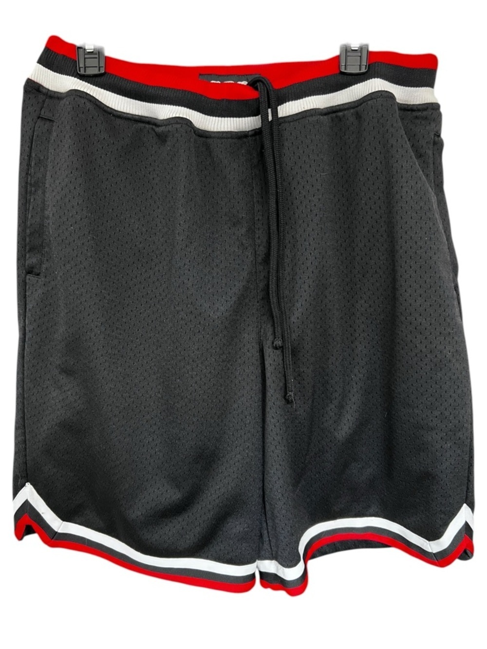 CSG Men's Athletic Mesh Shorts - Black with Red & White Trim